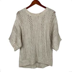 Mossimo Sweater Short Sleeve Beige Tan Open Knit Wool Blend Boho Women's S